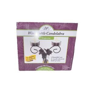 Epic Wine Bottle Candelabra Tea Lights Included Silver Grapevine NEW